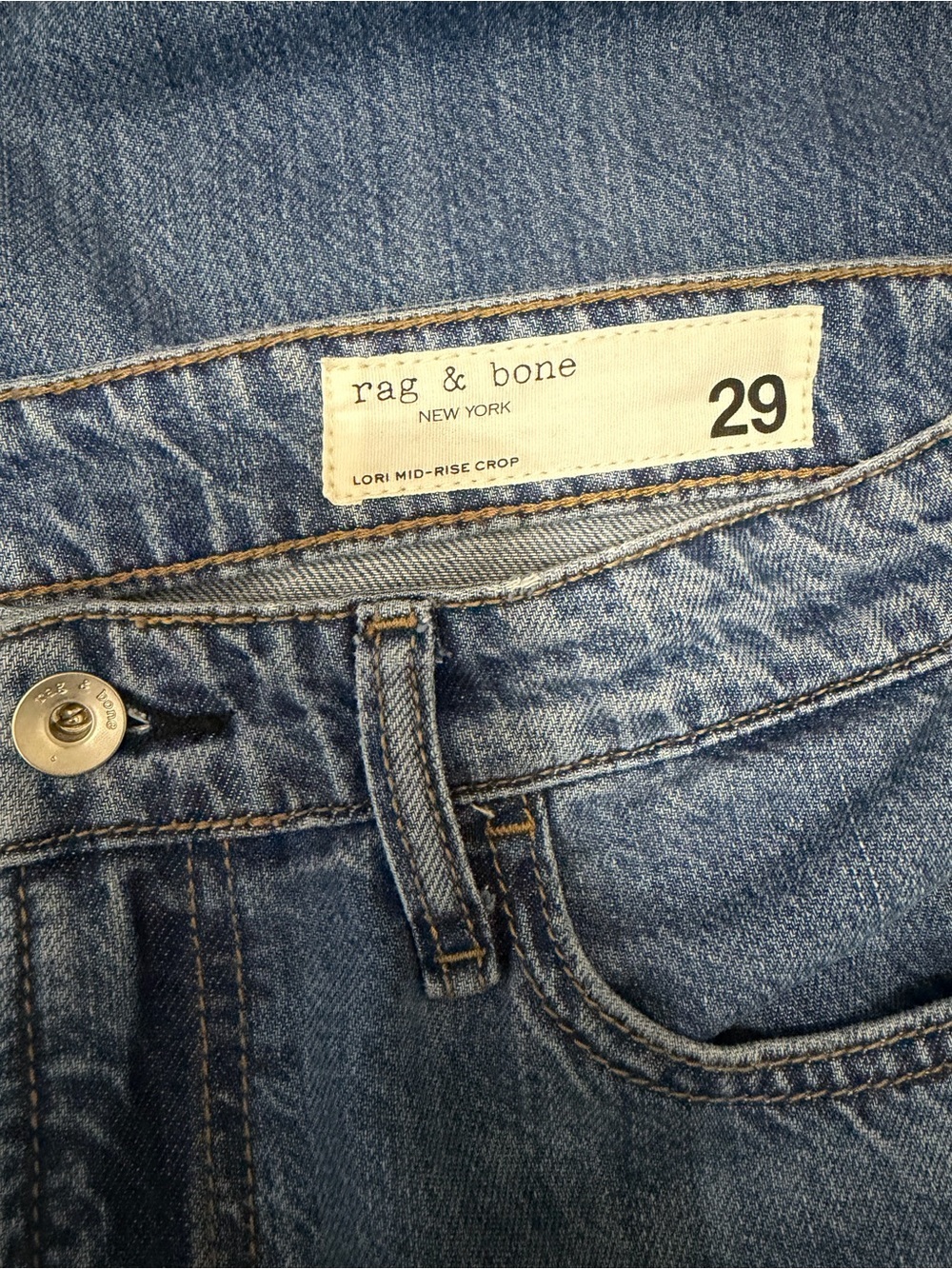 Rag & Bone Lori Mid Rise Crop Wide Leg Jeans Medium Wash Denim Size 29 - Picture 5 of 8